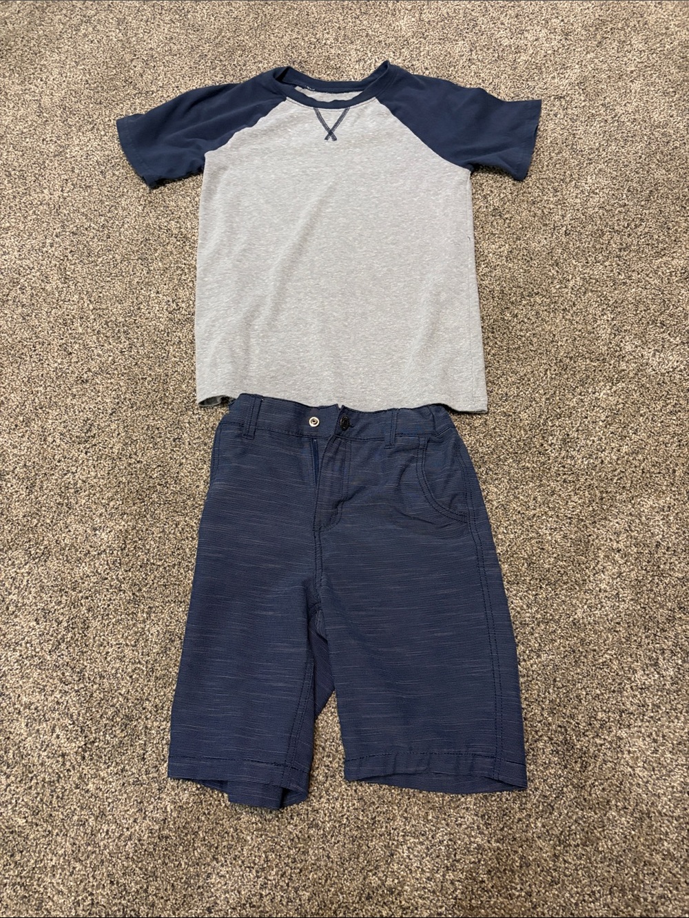 jumping beans Navy & Light Gray Raglan Tee and Navy Shorts Set